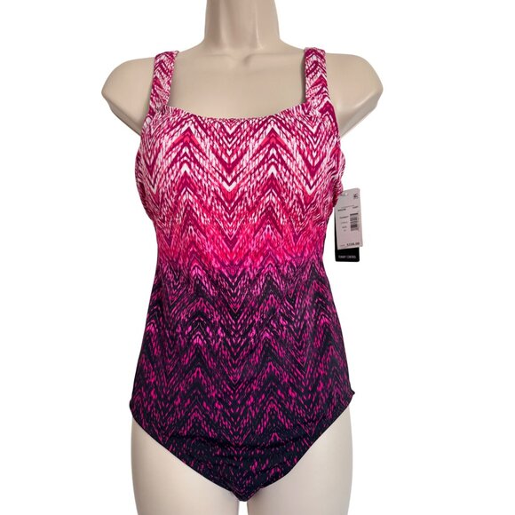 Swim Solutions One Piece Tummy Control Coral Size 10 Padded NWT - Picture 16 of 16